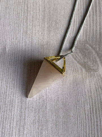 Collier pendule quartz rose Comme un ange