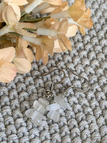Boucles d’oreilles pierres blanches Comme un ange