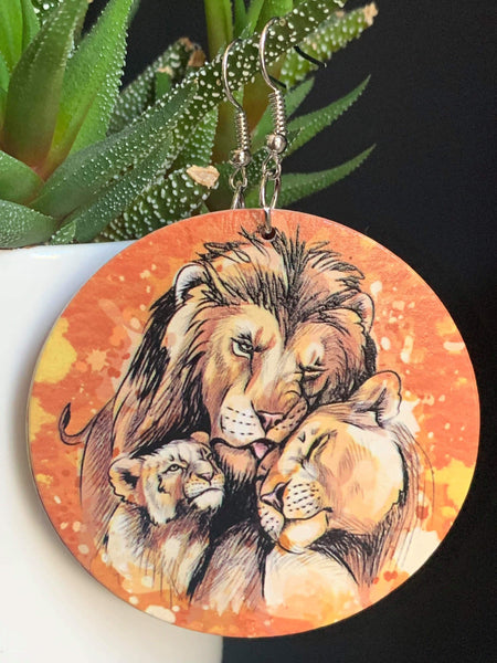 Boucles oreilles famille lion Comme un ange