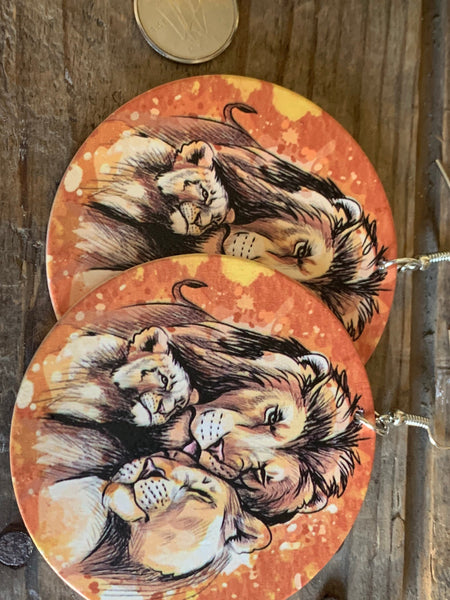 Boucles oreilles famille lion Comme un ange