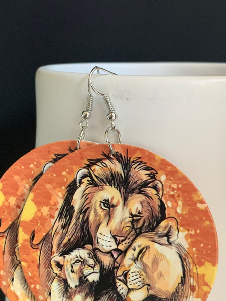 Boucles oreilles famille lion Comme un ange