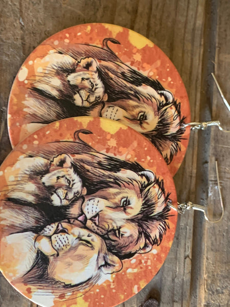 Boucles oreilles famille lion Comme un ange