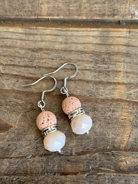 Boucles d’oreilles perle pierre de lave grise bijoux diffuseur aromathérapie chic Comme un ange