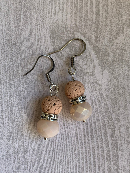 Boucles d’oreilles perle pierre de lave grise bijoux diffuseur aromathérapie chic Comme un ange