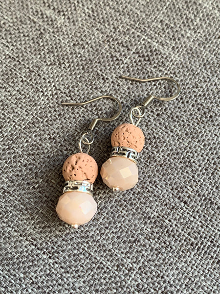 Boucles d’oreilles perle pierre de lave grise bijoux diffuseur aromathérapie chic Comme un ange