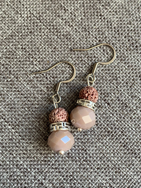 Boucles d’oreilles perle pierre de lave  bijoux diffuseur aromathérapie chic Comme un ange