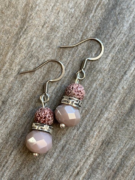 Boucles d’oreilles perle pierre de lave  bijoux diffuseur aromathérapie chic Comme un ange