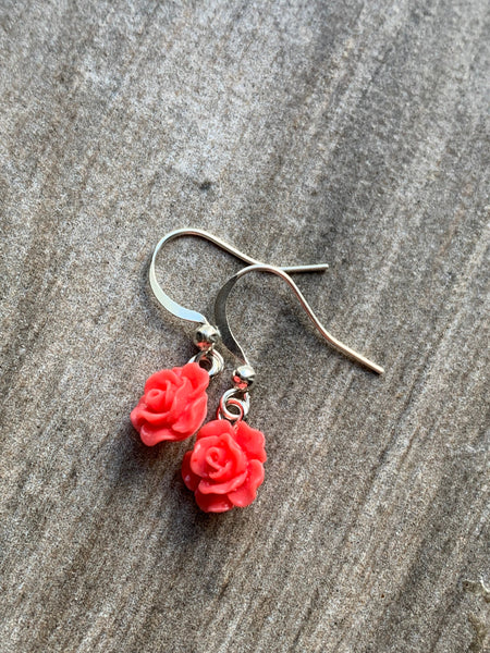 Cabochon fleur rose rouge Comme un ange