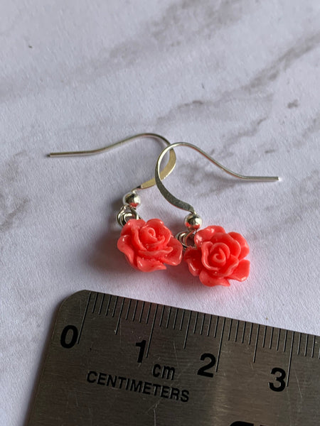 Cabochon fleur rose rouge Comme un ange