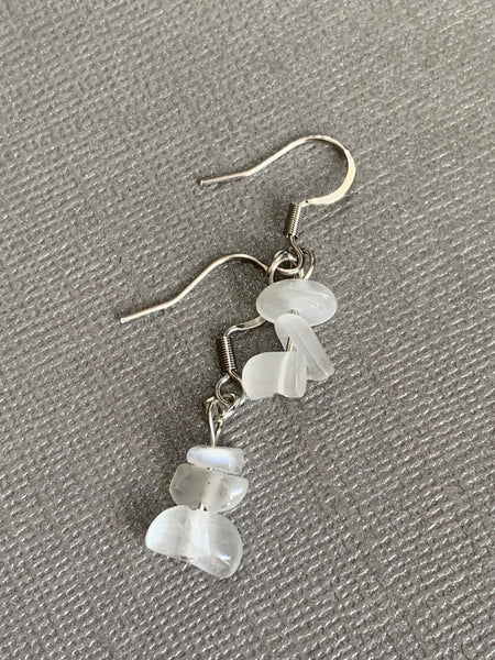 Boucles d’oreilles pierres blanches Comme un ange