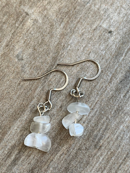 Boucles d’oreilles pierres blanches Comme un ange