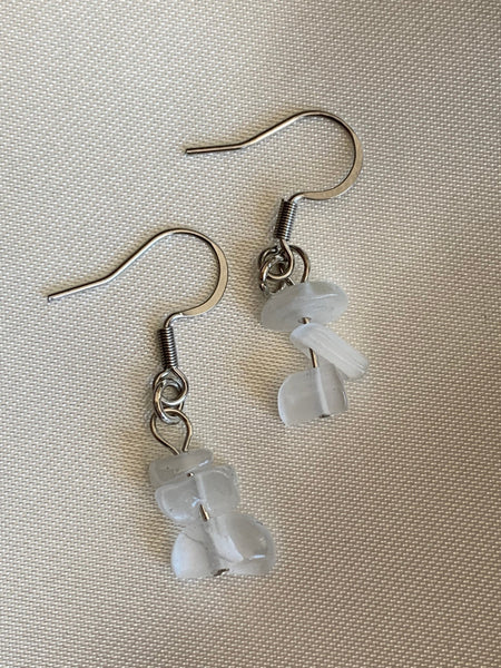 Boucles d’oreilles pierres blanches Comme un ange