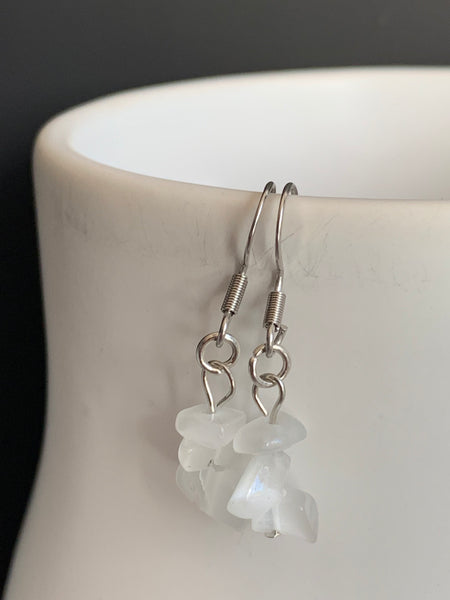 Boucles d’oreilles pierres blanches Comme un ange