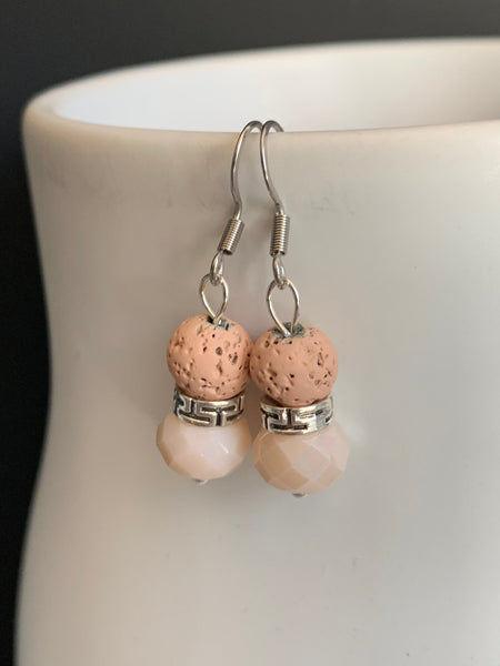 Boucles d’oreilles perle pierre de lave grise bijoux diffuseur aromathérapie chic Comme un ange