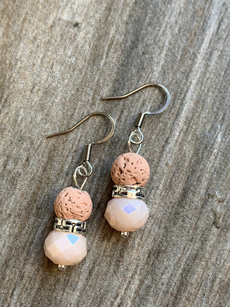 Boucles d’oreilles perle pierre de lave grise bijoux diffuseur aromathérapie chic Comme un ange