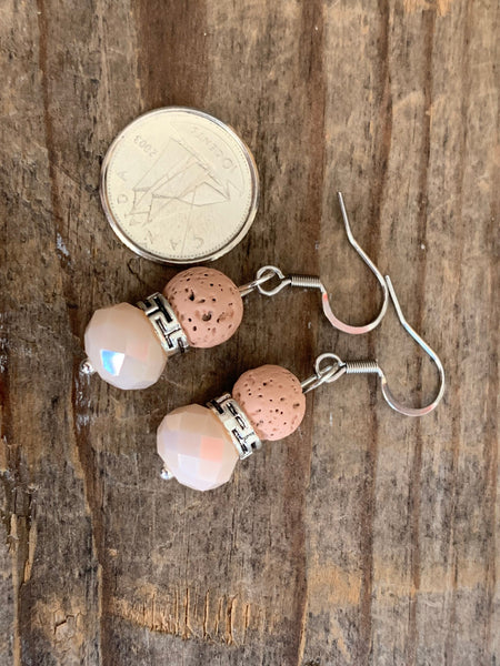Boucles d’oreilles perle pierre de lave grise bijoux diffuseur aromathérapie chic Comme un ange