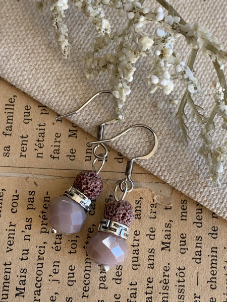 Boucles d’oreilles perle pierre de lave  bijoux diffuseur aromathérapie chic Comme un ange