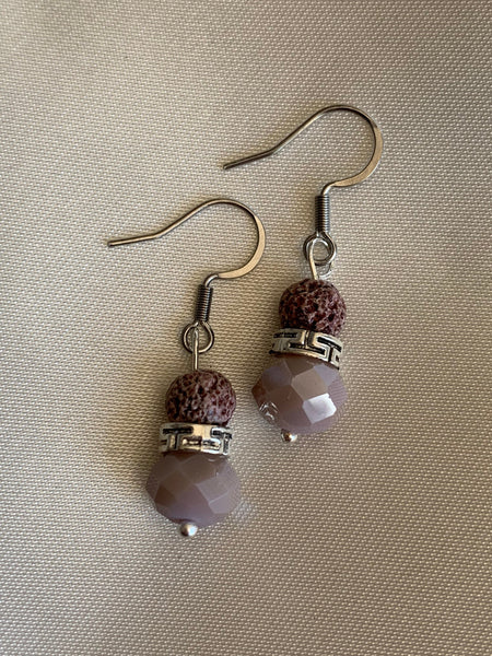 Boucles d’oreilles perle pierre de lave  bijoux diffuseur aromathérapie chic Comme un ange