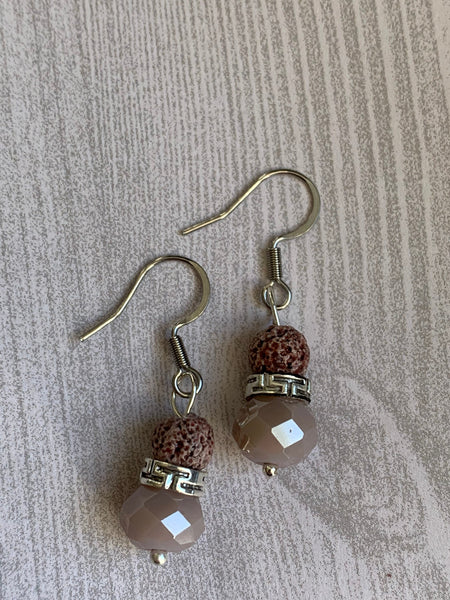 Boucles d’oreilles perle pierre de lave  bijoux diffuseur aromathérapie chic Comme un ange
