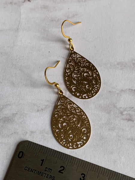Boucles d’oreilles breloque alliage de métaux or à motifs Comme un ange