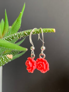 Cabochon fleur rose rouge Comme un ange