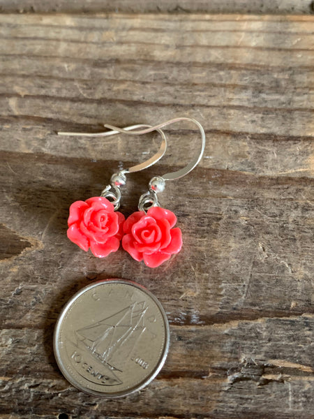 Cabochon fleur rose rouge Comme un ange