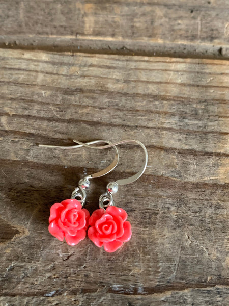 Cabochon fleur rose rouge Comme un ange