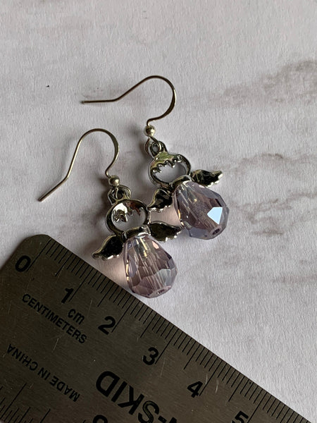 Boucles d’oreilles ange pierre mauve alliage de métaux argent Comme un ange