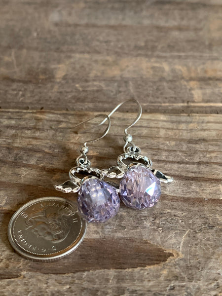 Boucles d’oreilles ange pierre mauve alliage de métaux argent Comme un ange