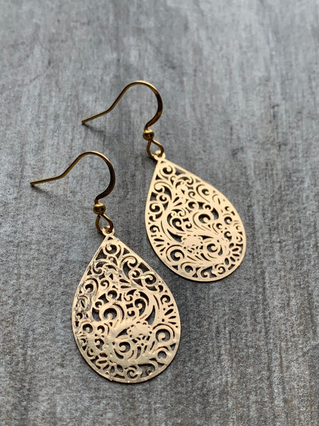 Boucles d’oreilles breloque alliage de métaux or à motifs Comme un ange