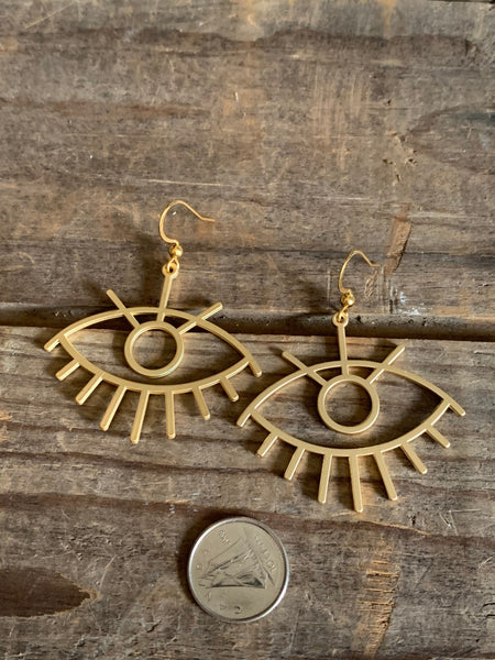 Boucles oreilles œil protecteur ton or Comme un ange
