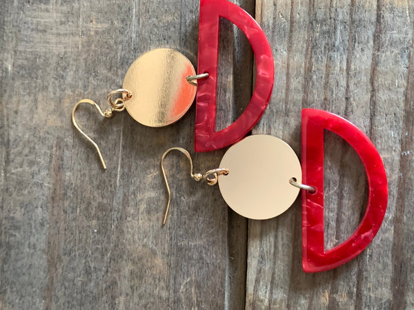 Boucles oreilles rouges demie lune Comme un ange
