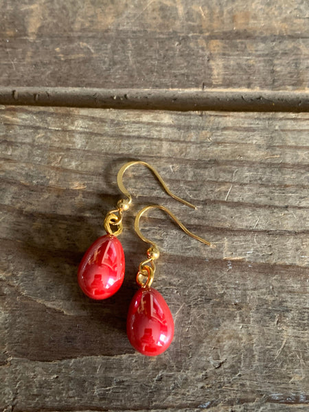 Boucles oreilles perles rouges Comme un ange