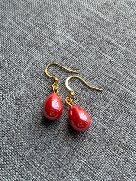 Boucles oreilles perles rouges Comme un ange