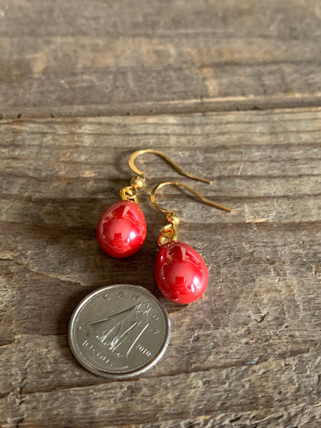 Boucles oreilles perles rouges Comme un ange