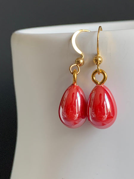 Boucles oreilles perles rouges Comme un ange