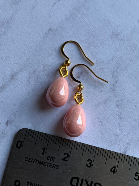 Boucles d’oreilles breloque goutte rose et alliage de métaux or - Comme un ange