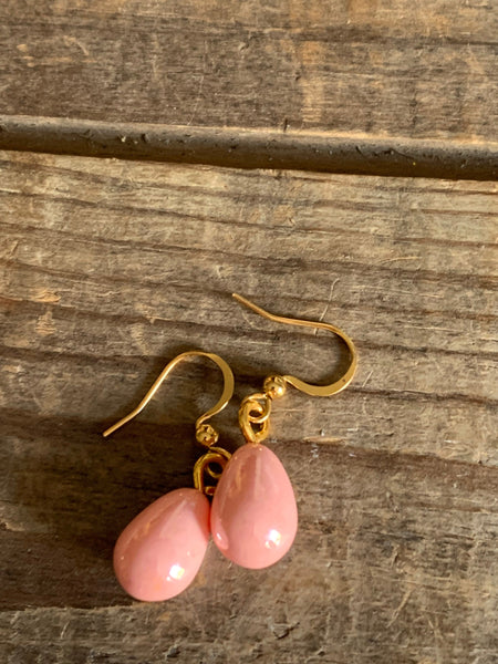 Boucles d’oreilles breloque goutte rose et alliage de métaux or - Comme un ange