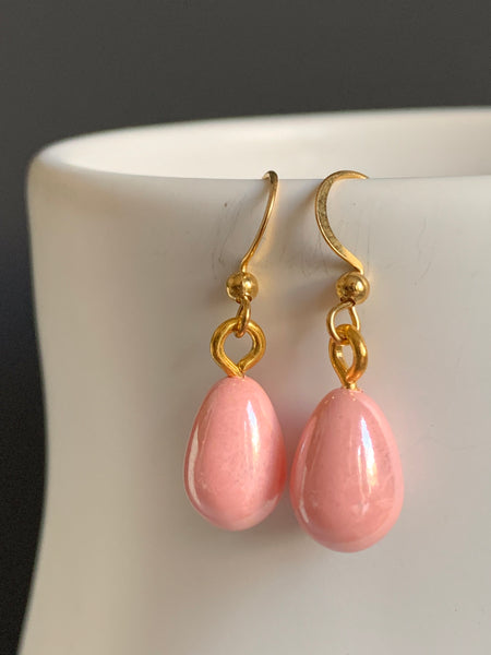 Boucles d’oreilles breloque goutte rose et alliage de métaux or - Comme un ange