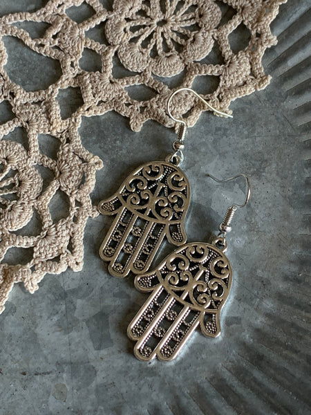 Boucles oreilles main Hamsa protection Comme un ange