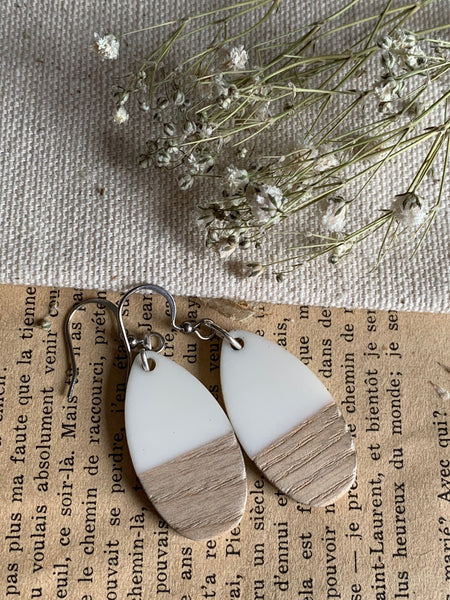 Boucles oreilles bois Comme un ange