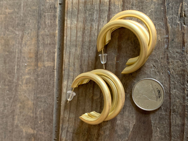 Boucles oreilles multiples anneaux ton golden or Comme un ange