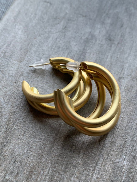 Boucles oreilles multiples anneaux ton golden or Comme un ange
