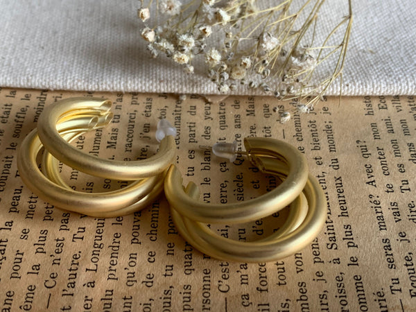 Boucles oreilles multiples anneaux ton golden or Comme un ange