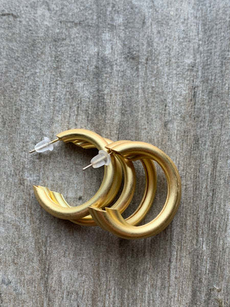 Boucles oreilles multiples anneaux ton golden or Comme un ange