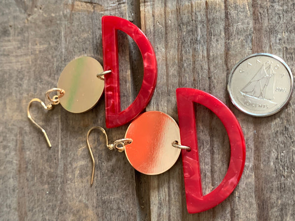 Boucles oreilles rouges demie lune Comme un ange