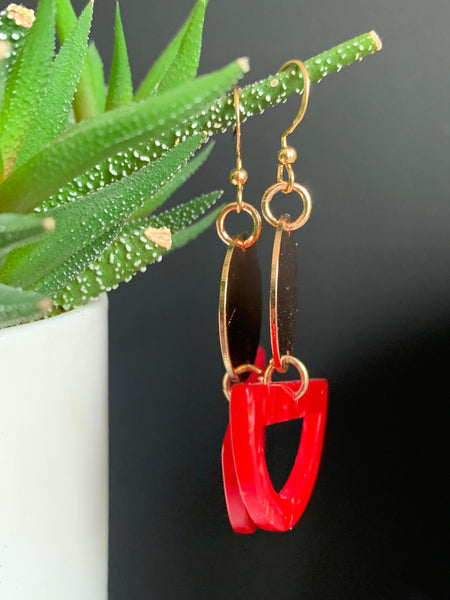 Boucles oreilles rouges demie lune Comme un ange