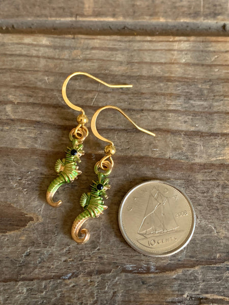 Boucles oreilles Hyppocampe vert Comme un ange