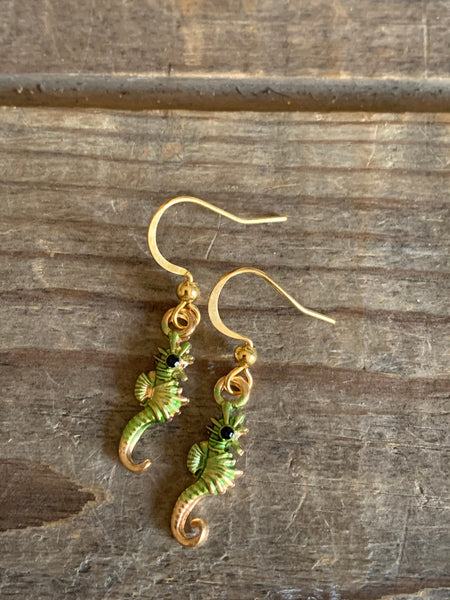Boucles oreilles Hyppocampe vert Comme un ange