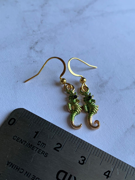 Boucles oreilles Hyppocampe vert Comme un ange